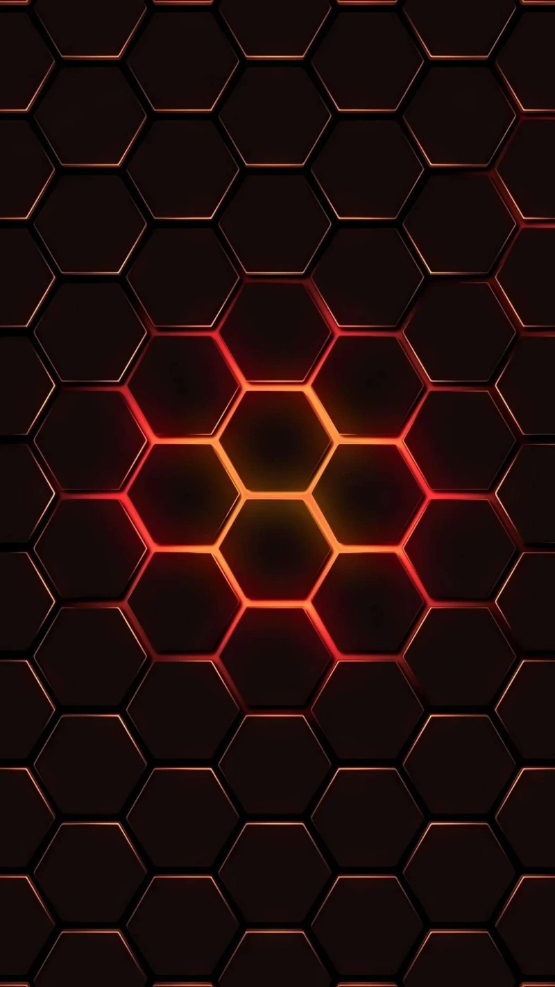 Glowing Hexagon Grid 4K Mobile Wallpaper
