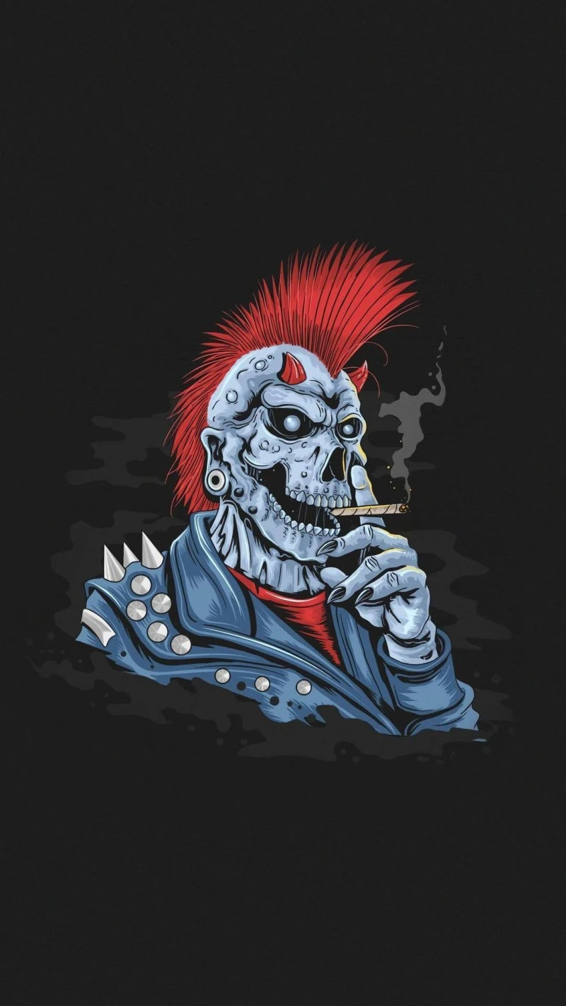 Punk Skull Rocker 4K Mobile Wallpaper