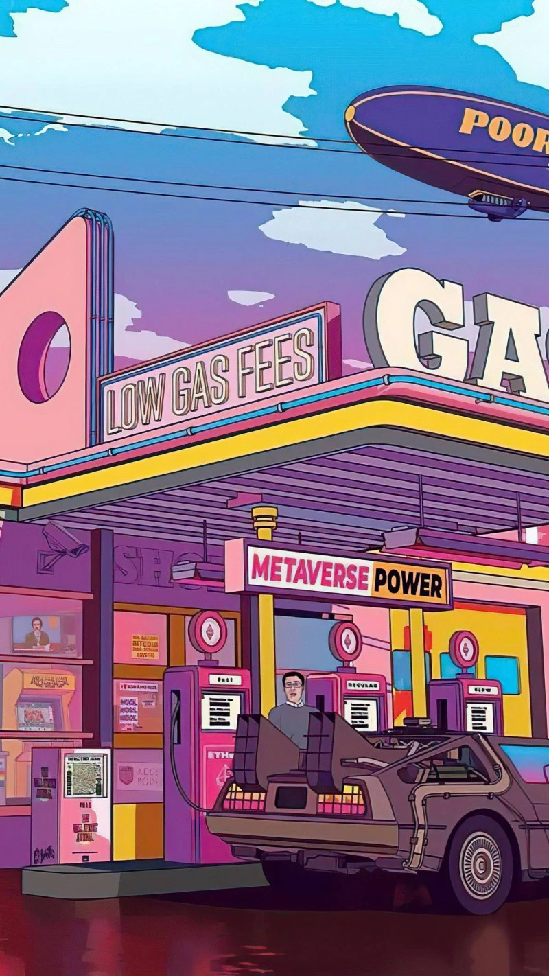 Metaverse Gas Station 4K Mobile Wallpaper
