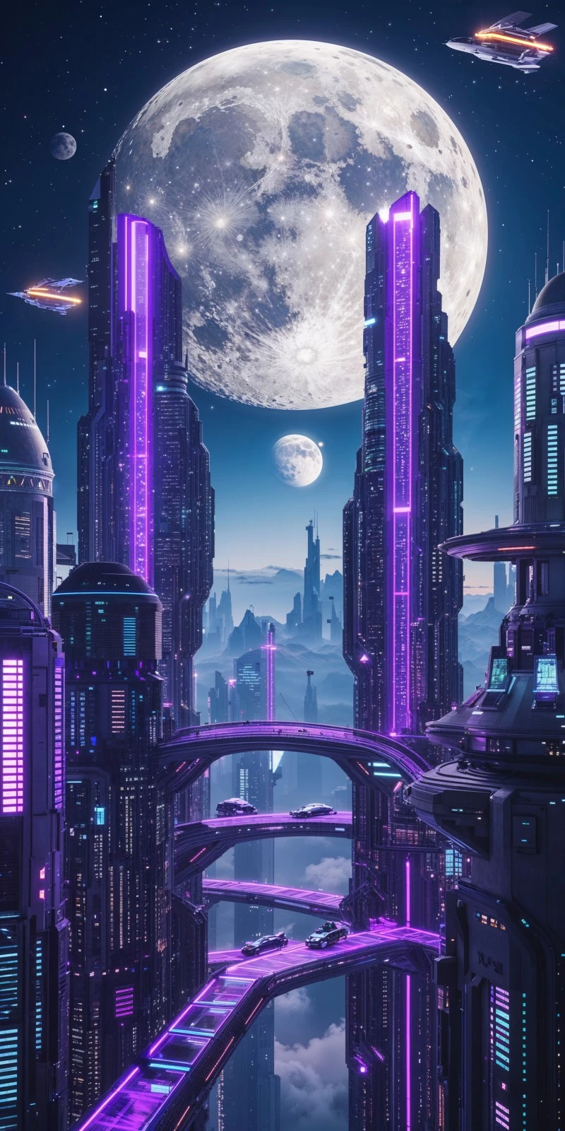 Neon Cityscape on Alien Planet 4K Mobile Wallpaper