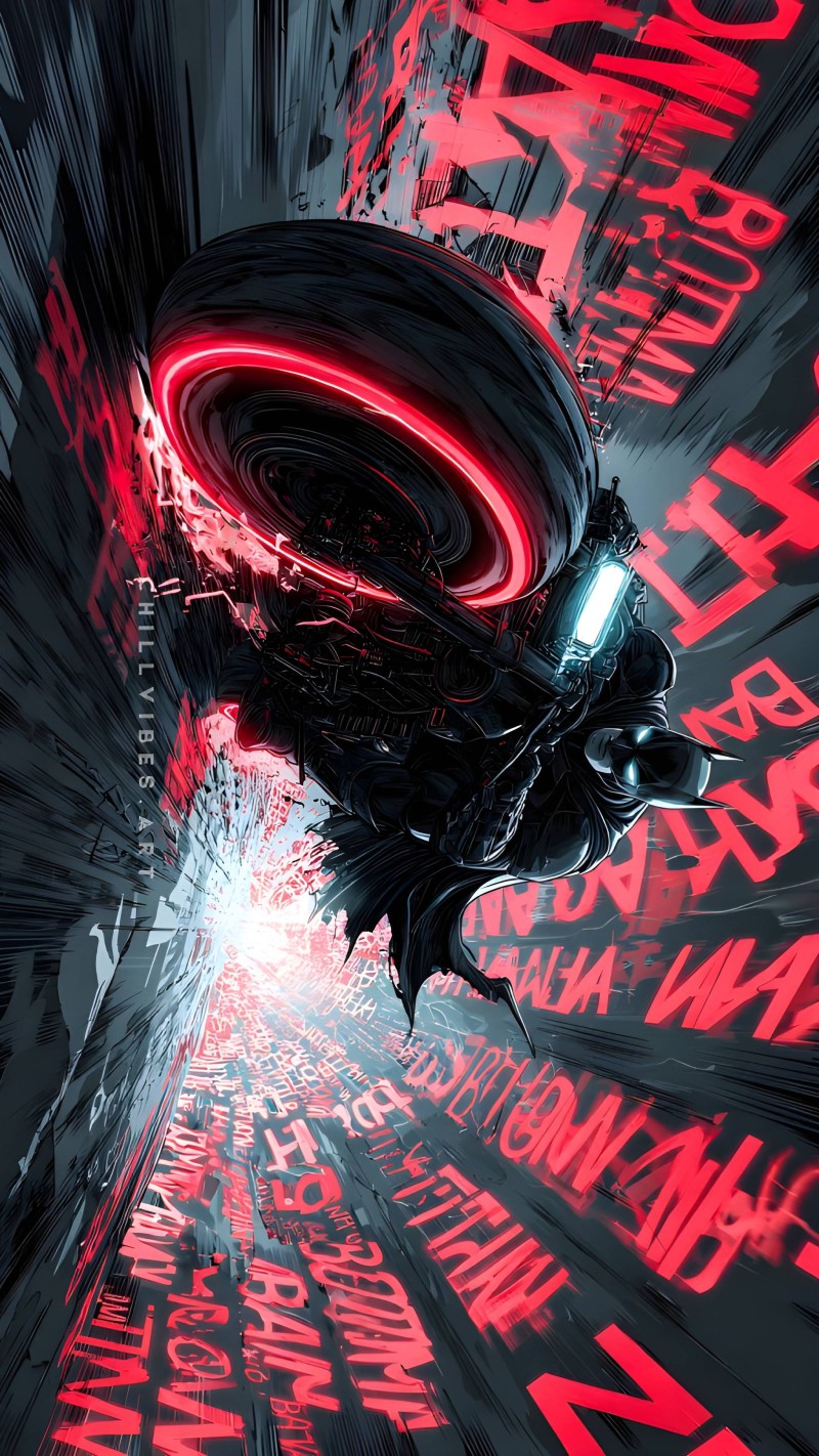 Batman in Neon Tunnel 4K Bat Wallpaper