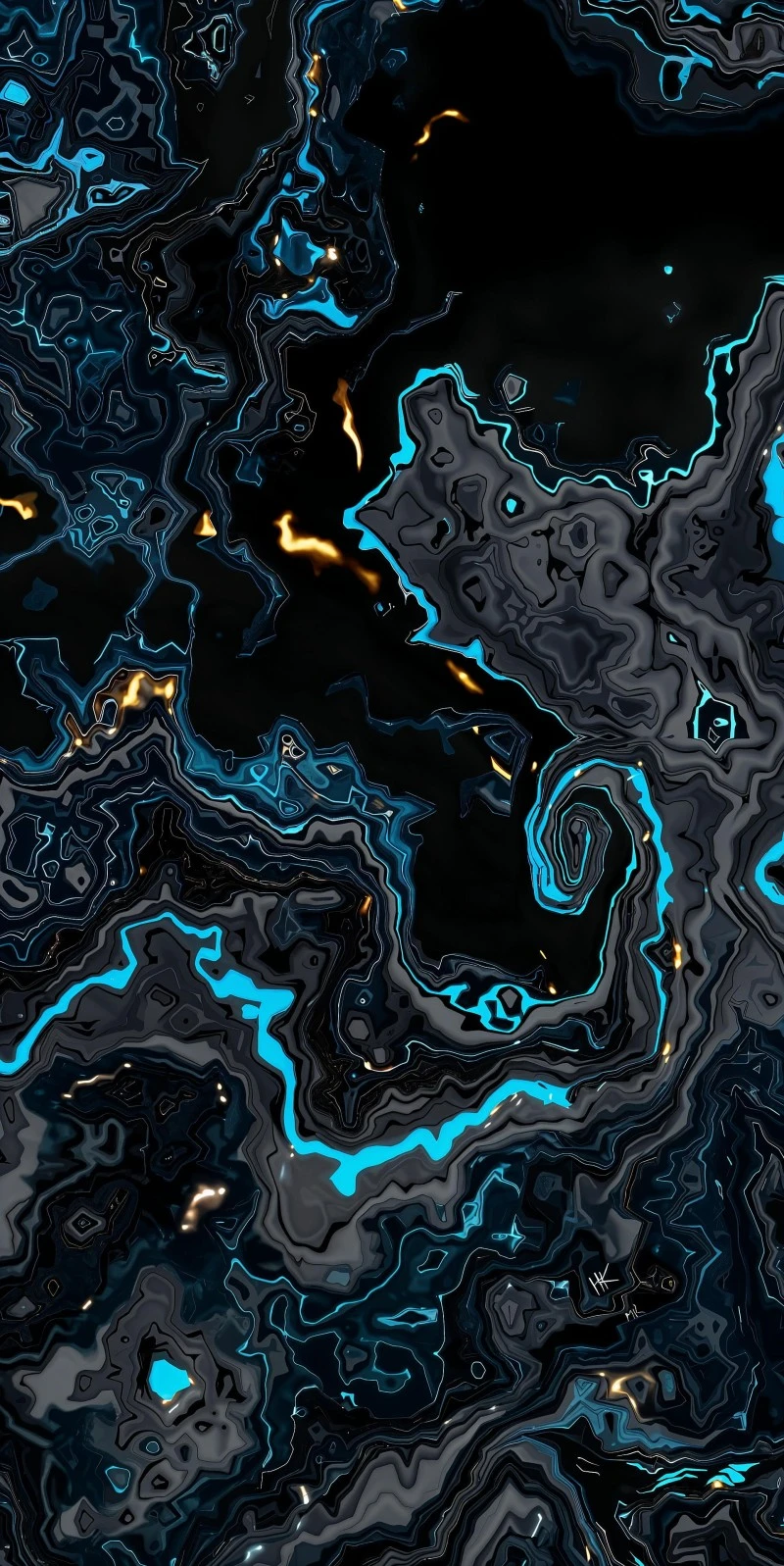 Dark Abstract Grey Teal Marble Fluid Art Wallpaper 4K Mobile Wallpaper