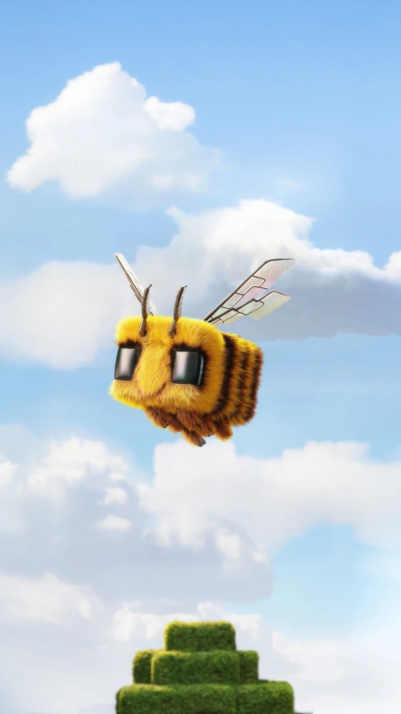 Adorable Minecraft Bee in Flight 4K Mobile Wallpaper