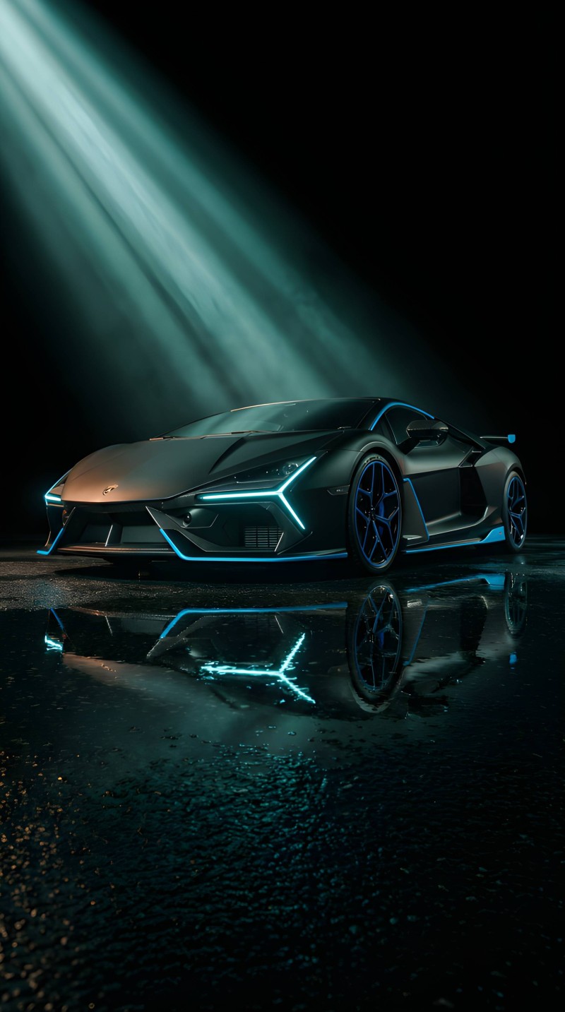 Futuristic Black and Blue Sports Car Wallpaper AMOLED 4K Mobile Wallpaper
