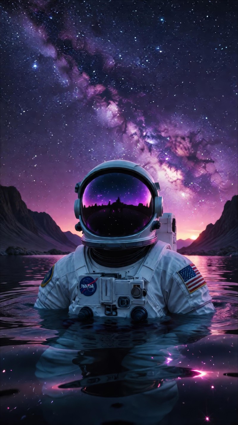 Vibrant Purple Astronaut Space Wallpaper for Mobile Phones 4K X Wallpaper