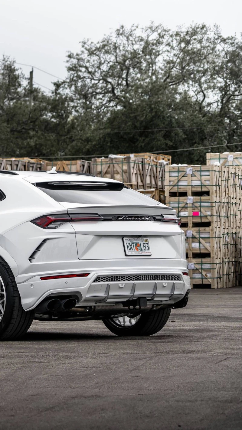 White Lamborghini Urus Rear View 4K Mobile Wallpaper