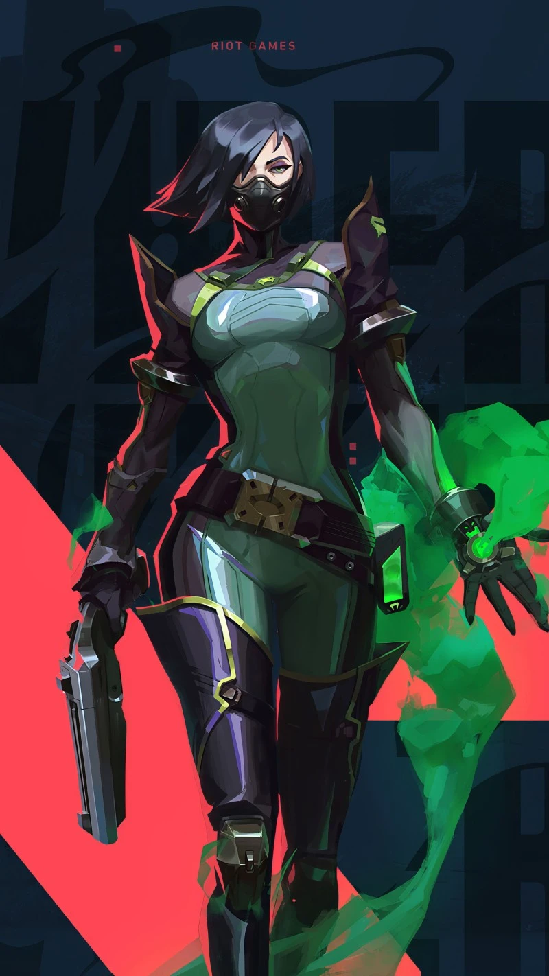 Dark Green Viper Character Art from Valorant Game 4K Mobile Wallpaper