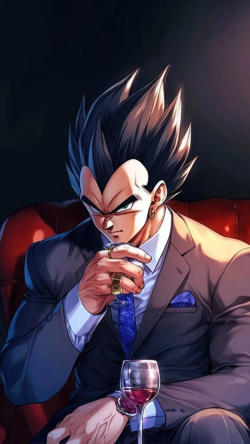 Vegeta: Prince of All Saiyans in a Suit 4K Mobile Wallpaper