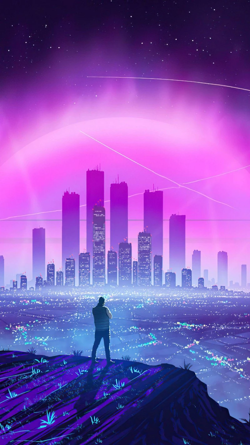 Solitude in the Neon Metropolis 4K Mobile Wallpaper