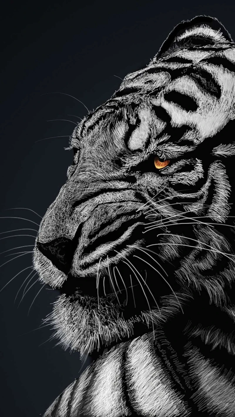 White Tiger Portrait 4K Mobile Wallpaper