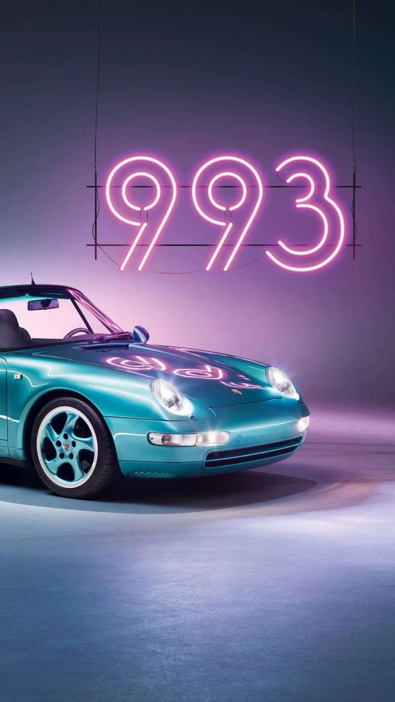 Porsche 911 (993) with Neon Lights 4K Mobile Wallpaper