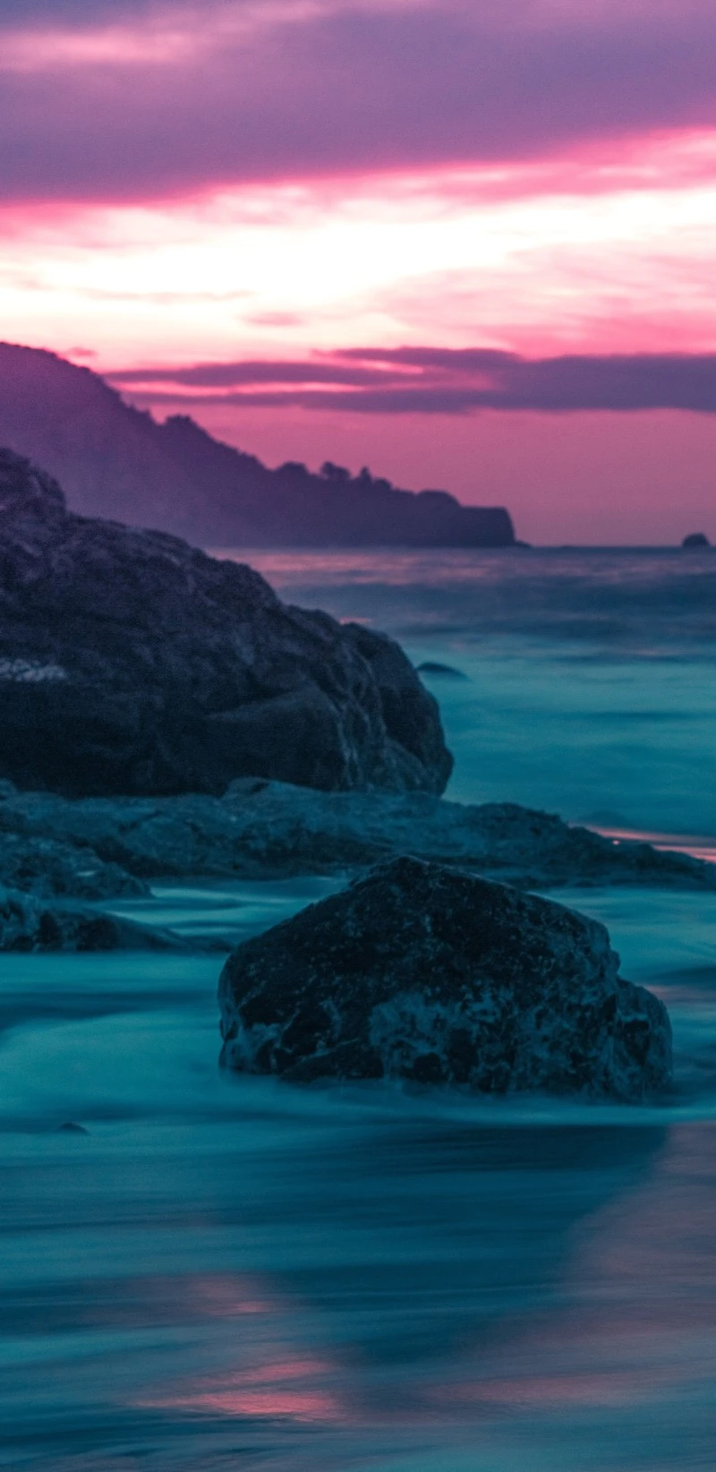Sunset over the Coastal Rocks 4K Mobile Wallpaper