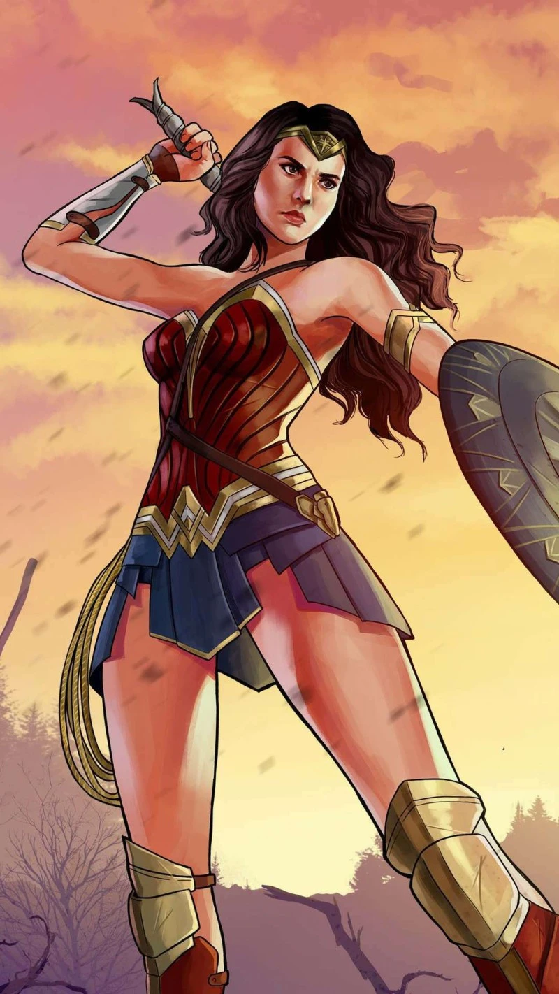 Wonder Woman in Action 4K Mobile Wallpaper
