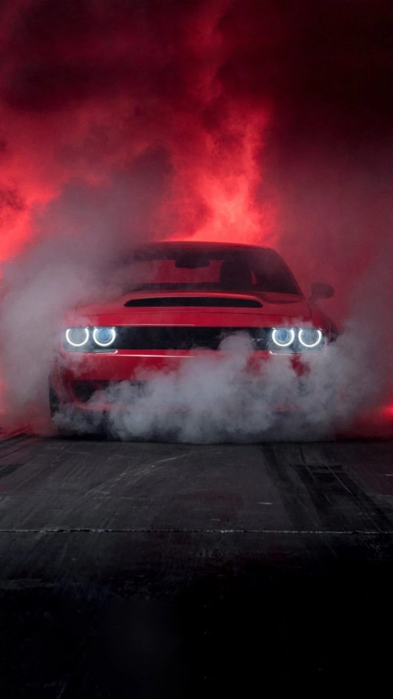 Dodge Challenger Hellcat in Smoke 4K Mobile Wallpaper