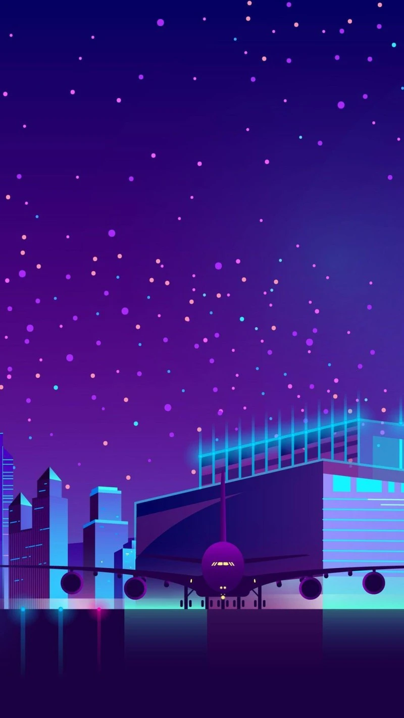 Night Flight Arrival 4K Mobile Wallpaper