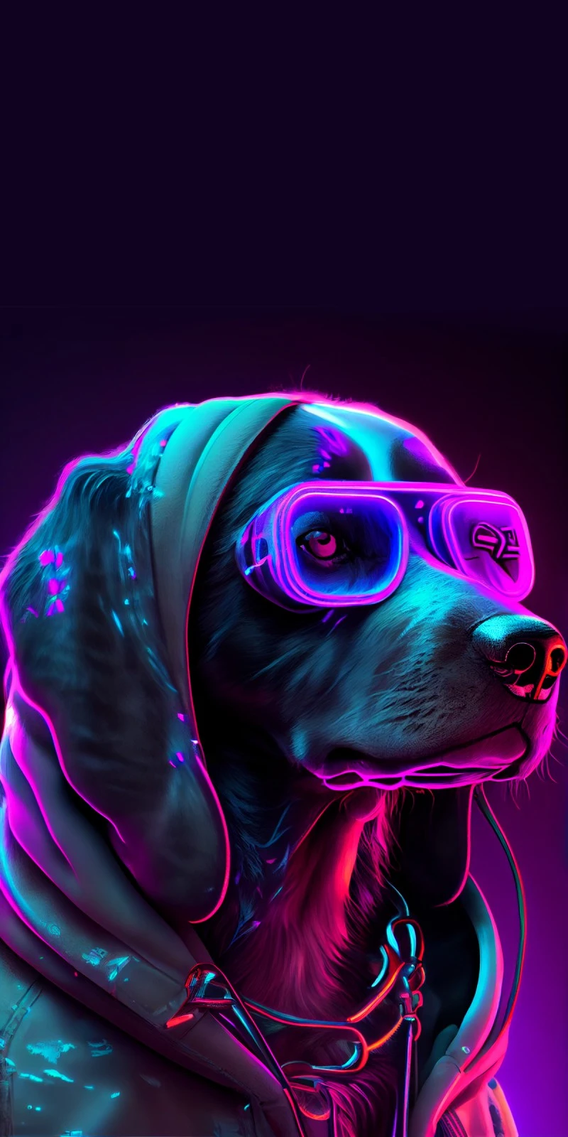 Neon Dog 4K Mobile Wallpaper