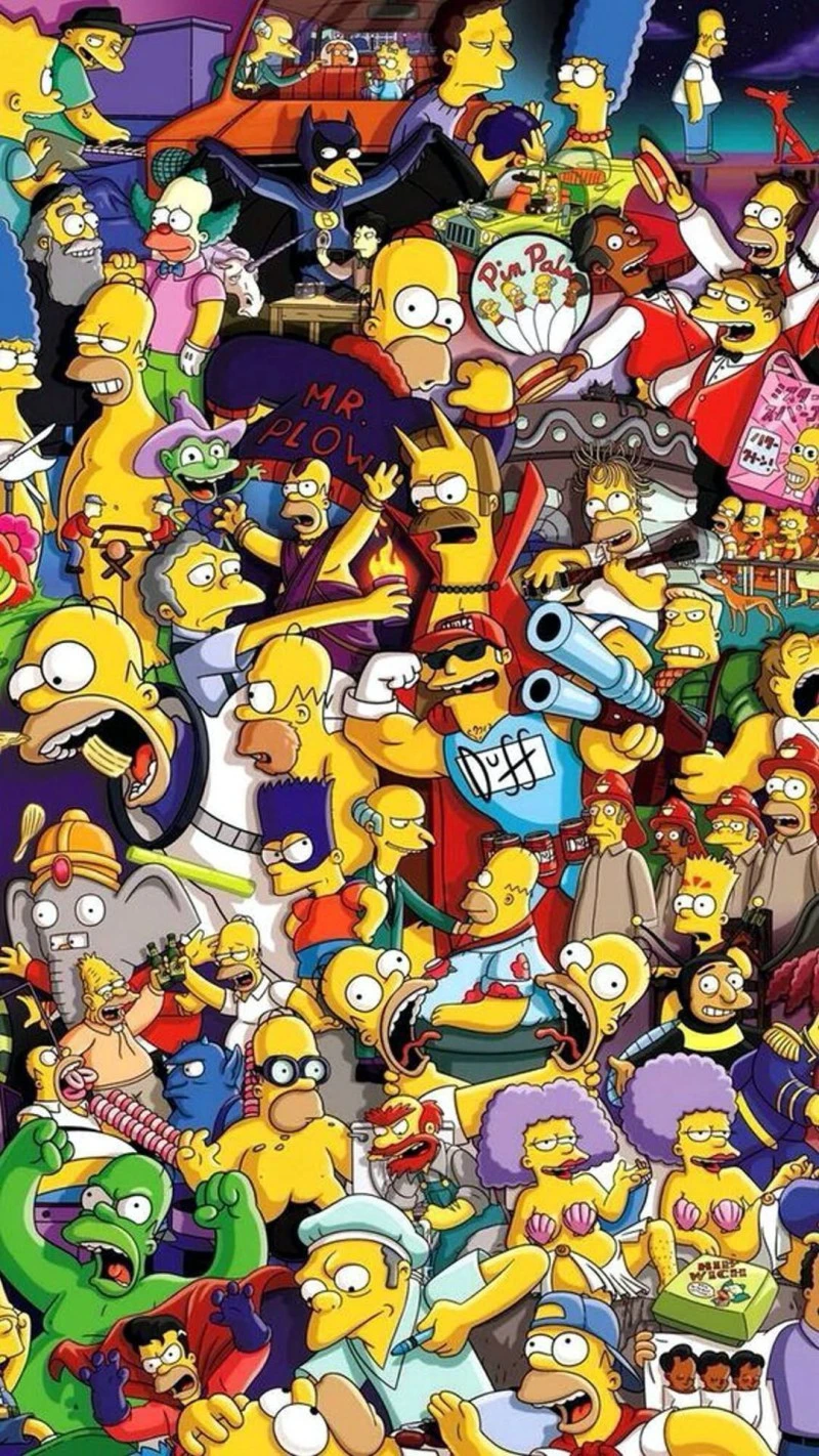 The Simpsons Character Collage 4K Mobile Wallpaper