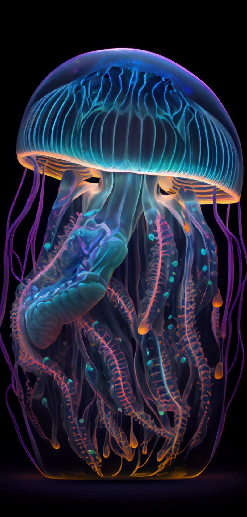 Neon Jellyfish 4K Mobile Wallpaper