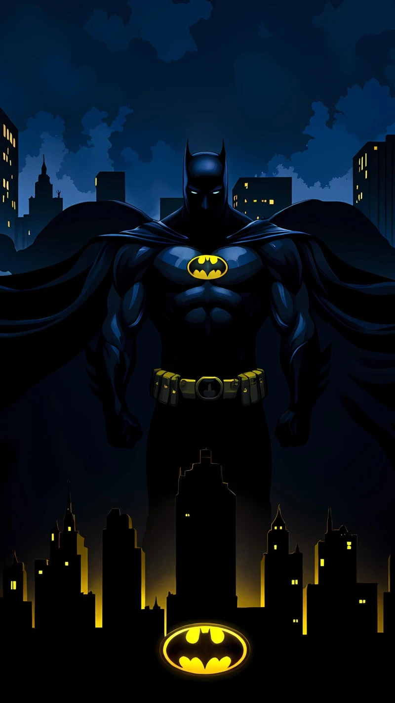 Batman Watches Over Gotham 4K Mobile Wallpaper