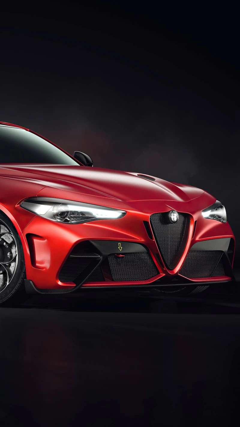 Red Alfa Romeo Giulia GTAm 4K Mobile Wallpaper Free Download