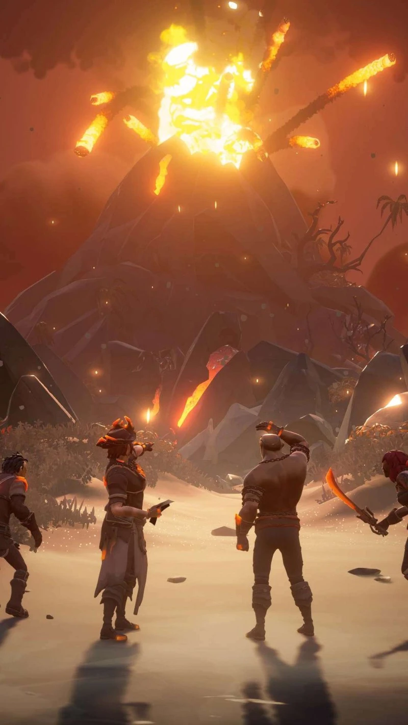 Volcanic Eruption in Sea of Thieves 4K Mobile Wallpaper