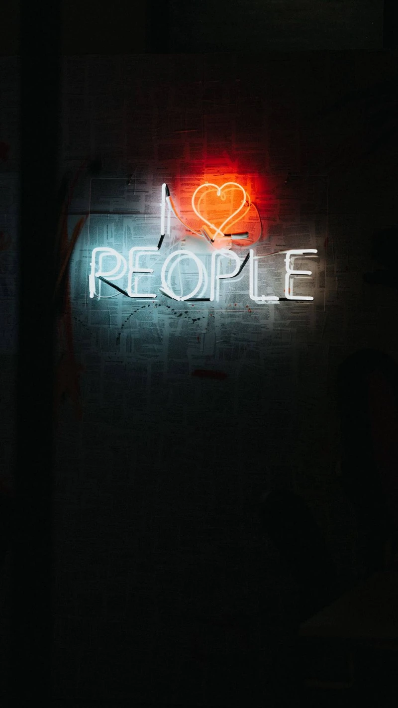 I Love People Neon Sign 4K Mobile Wallpaper
