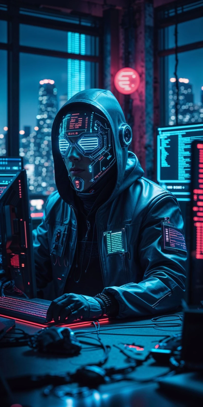 AI Hacker in the Digital World 4K Mobile Wallpaper