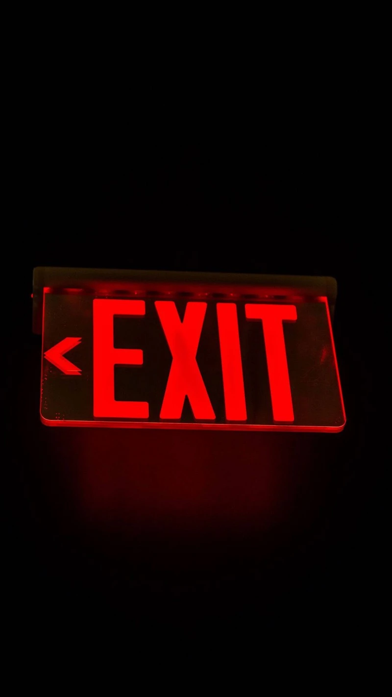 Red Neon Exit Sign 4K Mobile Wallpaper