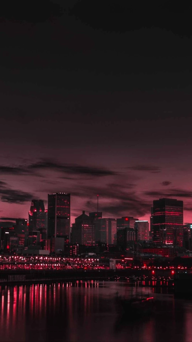 Crimson Cityscape 4K Mobile Wallpaper