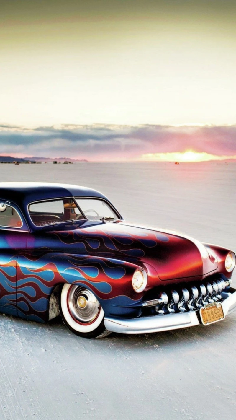 Custom 1950 Mercury on Salt Flats 4K Mobile Wallpaper