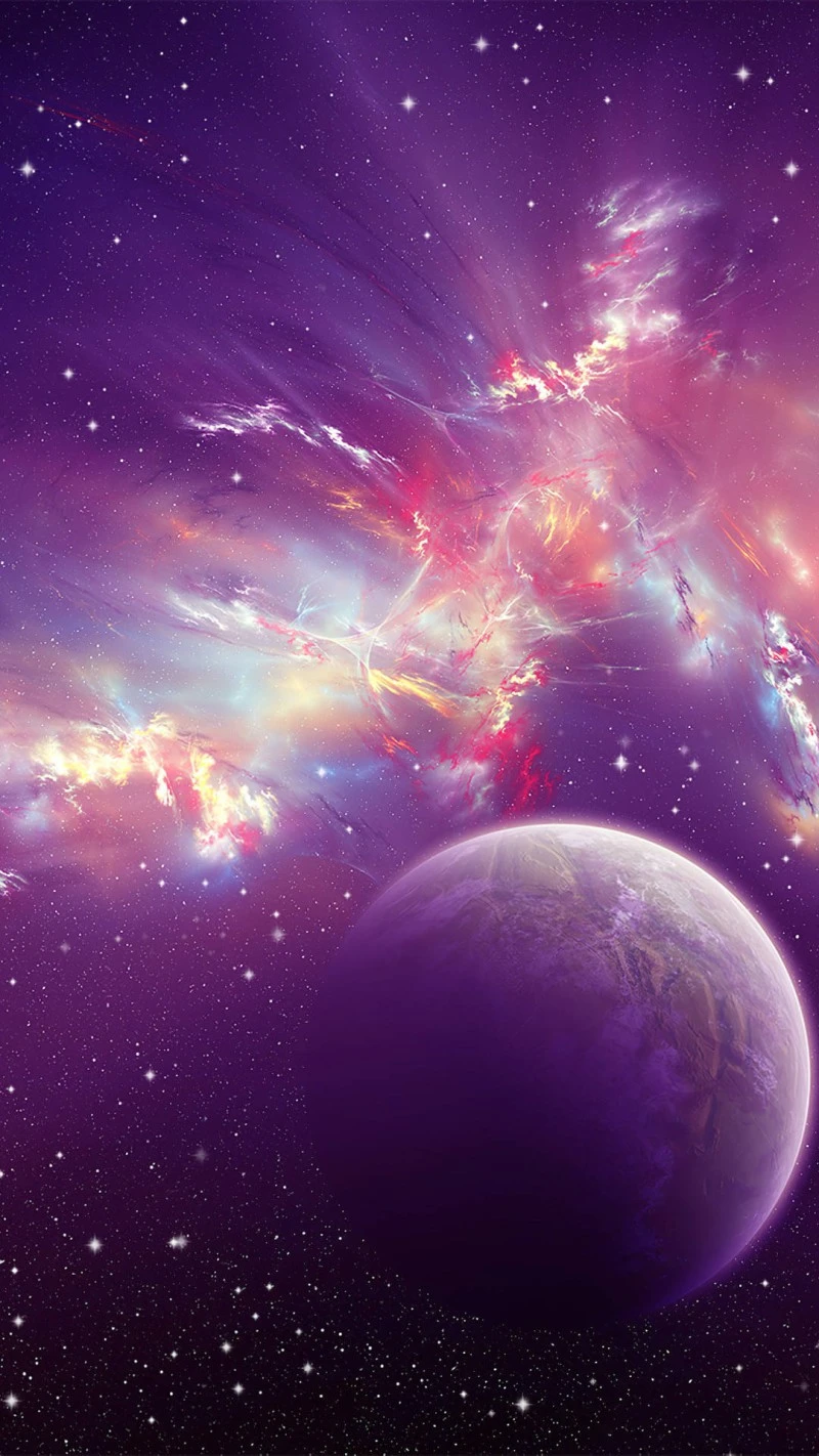 Purple Planet and Nebula 4K Mobile Wallpaper