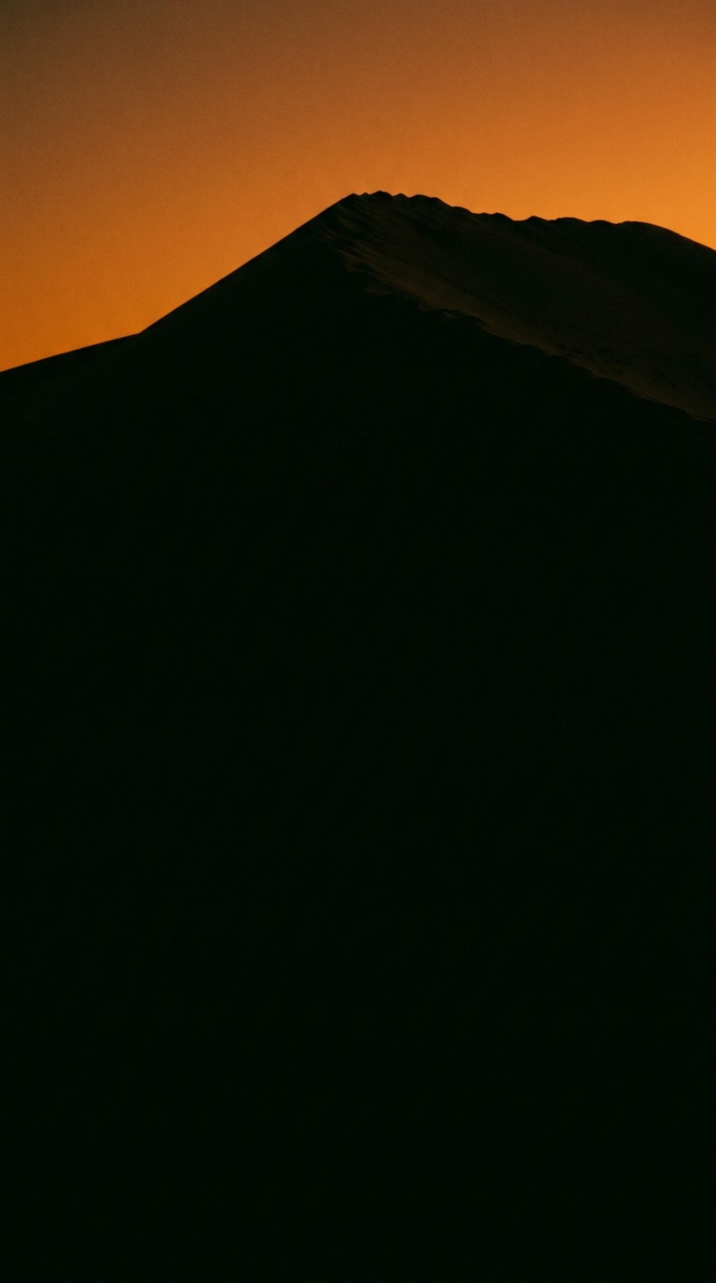 Dark Silhouette Mountain Landscape at Sunset Moody Wallpaper 4K Dark Wallpaper