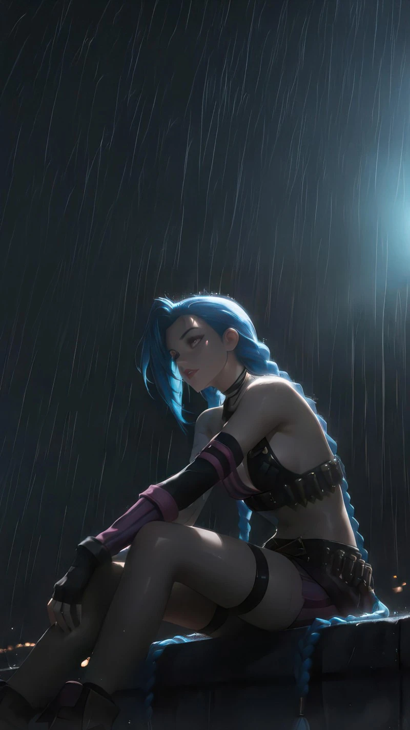 Jinx Sitting on a Ledge 4K Mobile Wallpaper