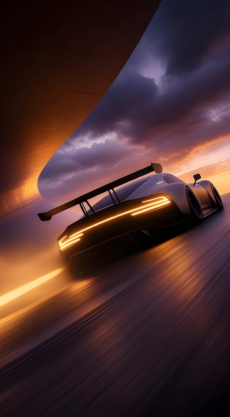Sunset Orange Sports Car Wallpaper Phone Background 4K Wind Wallpaper