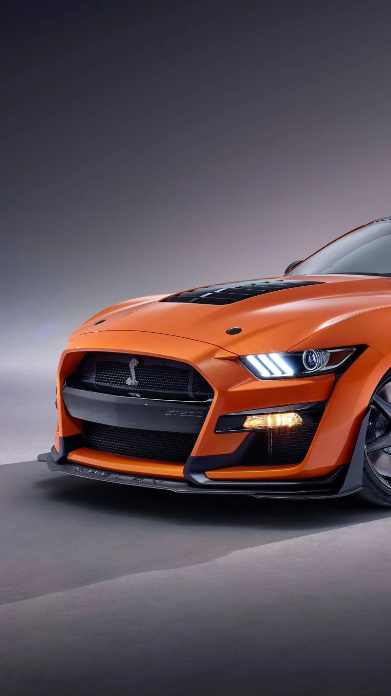 Orange Mustang Shelby GT500 4K Mobile Wallpaper