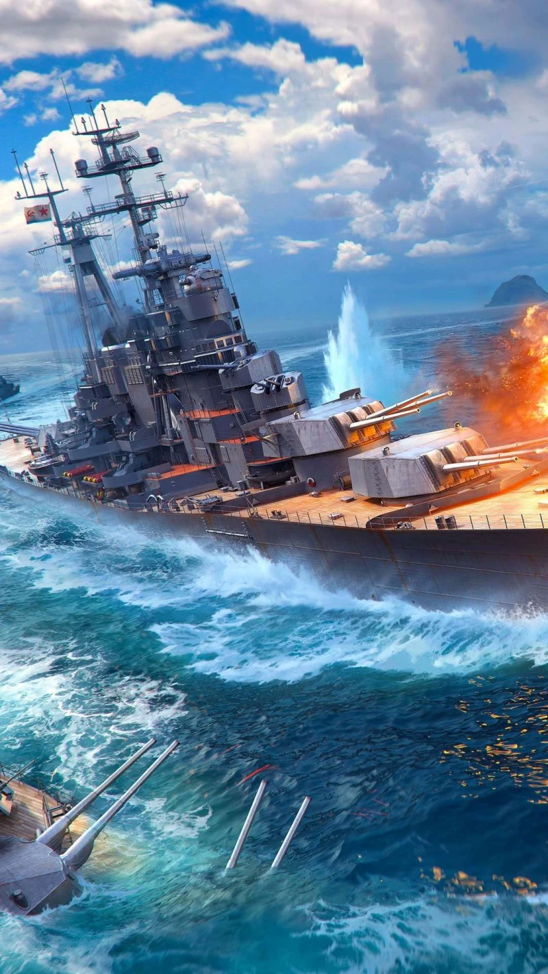 Epic Naval Battle 4K Mobile Wallpaper