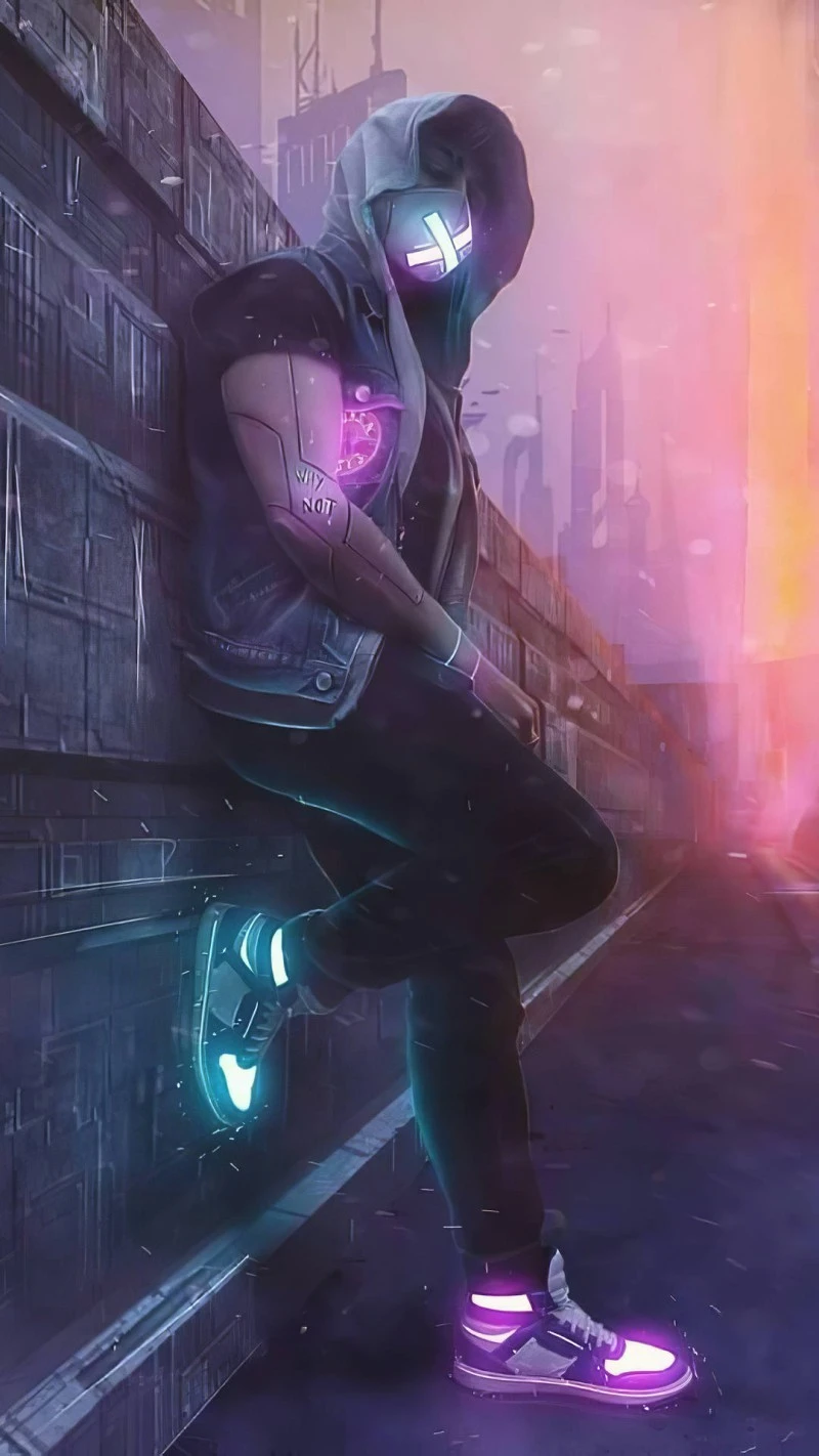 Cyberpunk City Dweller 4K Mobile Wallpaper