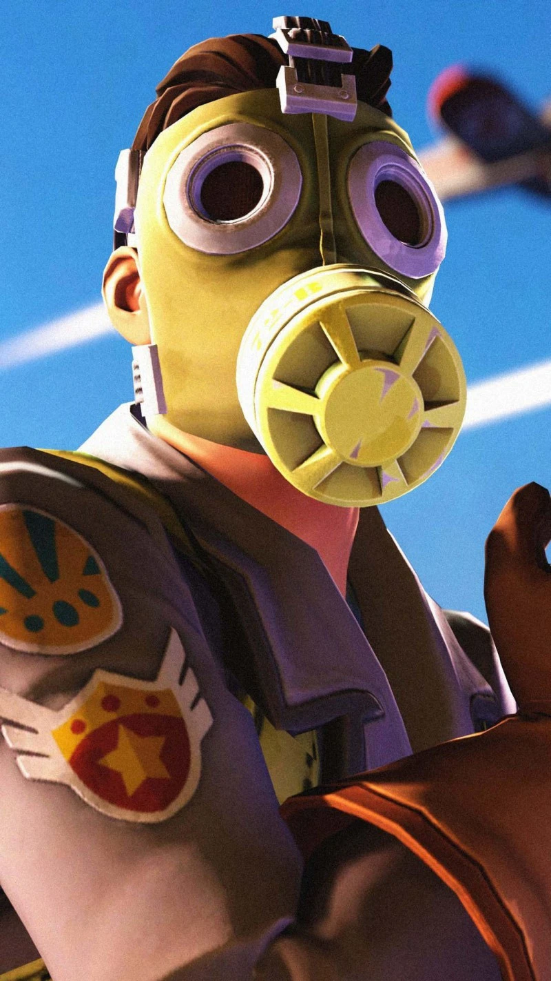Fortnite Pilot with Gas Mask 4K Mobile Wallpaper