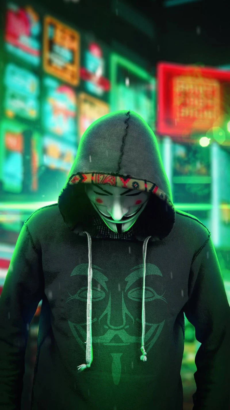 Anonymous in the Rain 4K Mobile Wallpaper