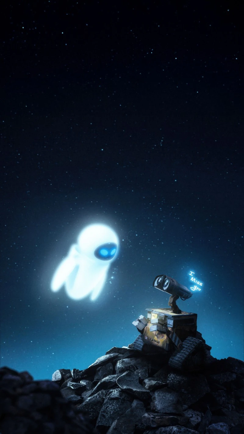 Wall-E and EVE: Reunion 4K Mobile Wallpaper