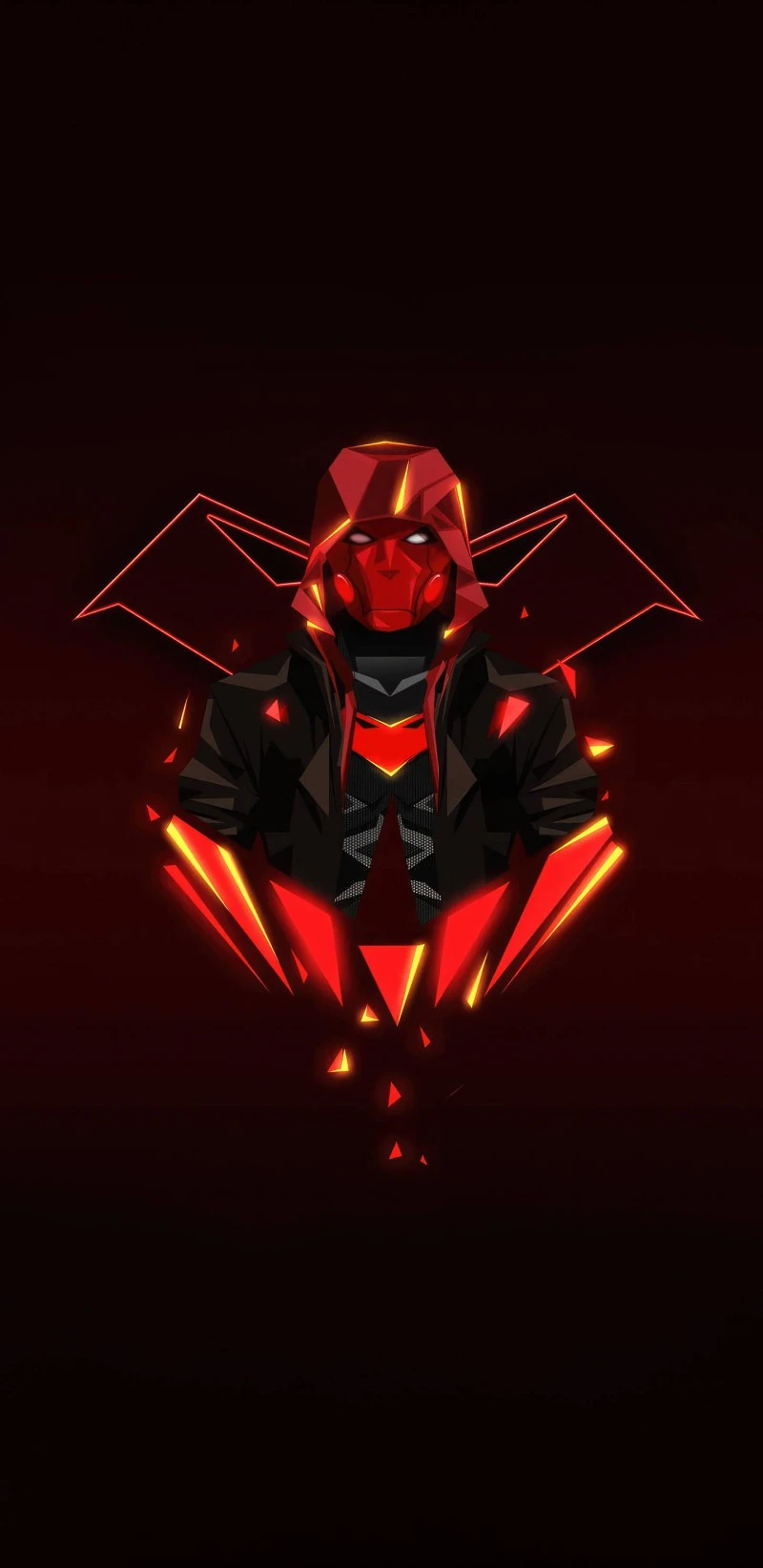 Red Hood: Geometric Design 4K Mobile Wallpaper