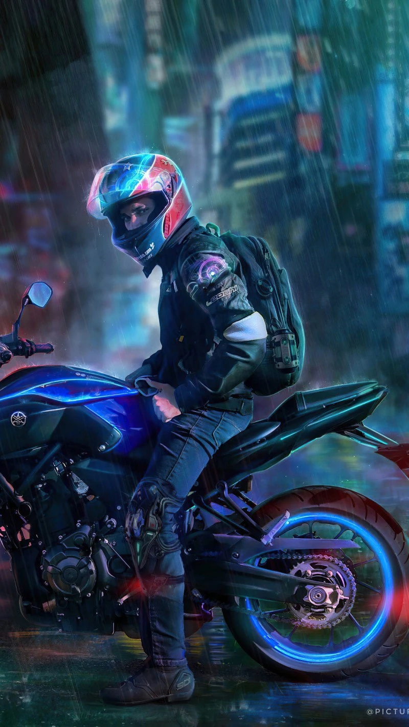 Cyberpunk Rider 4K Mobile Wallpaper
