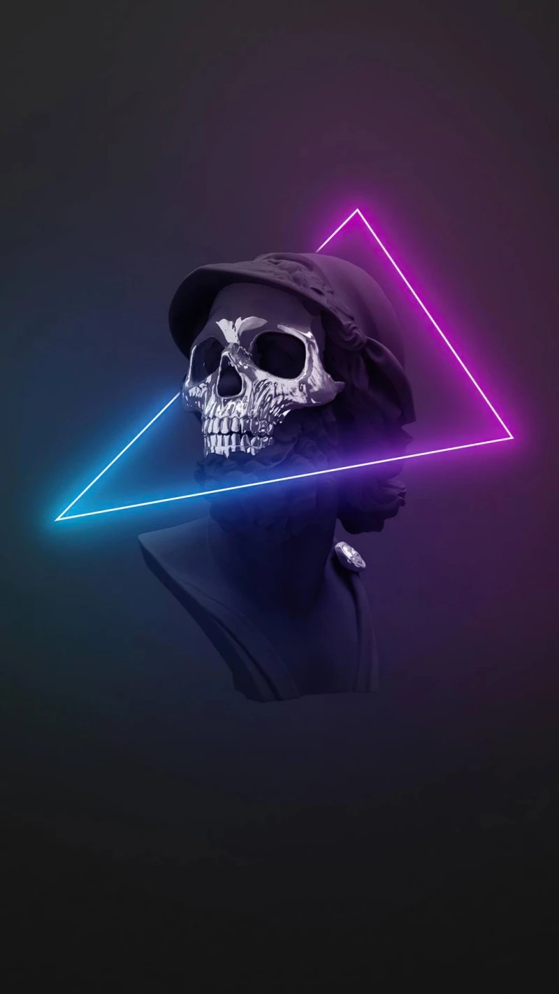 Neon Skull Bust 4K Mobile Wallpaper