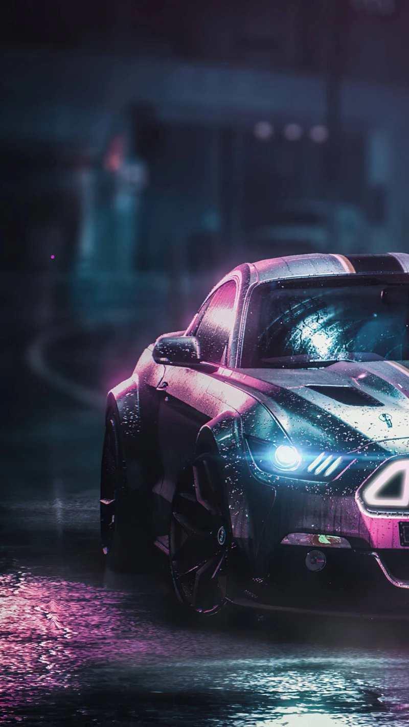 Custom Mustang in the City 4K Mobile Wallpaper