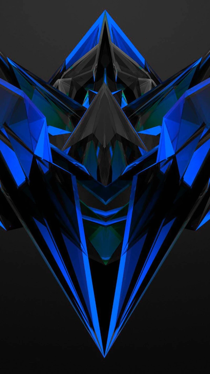Symmetrical Blue Facet 4K Mobile Wallpaper