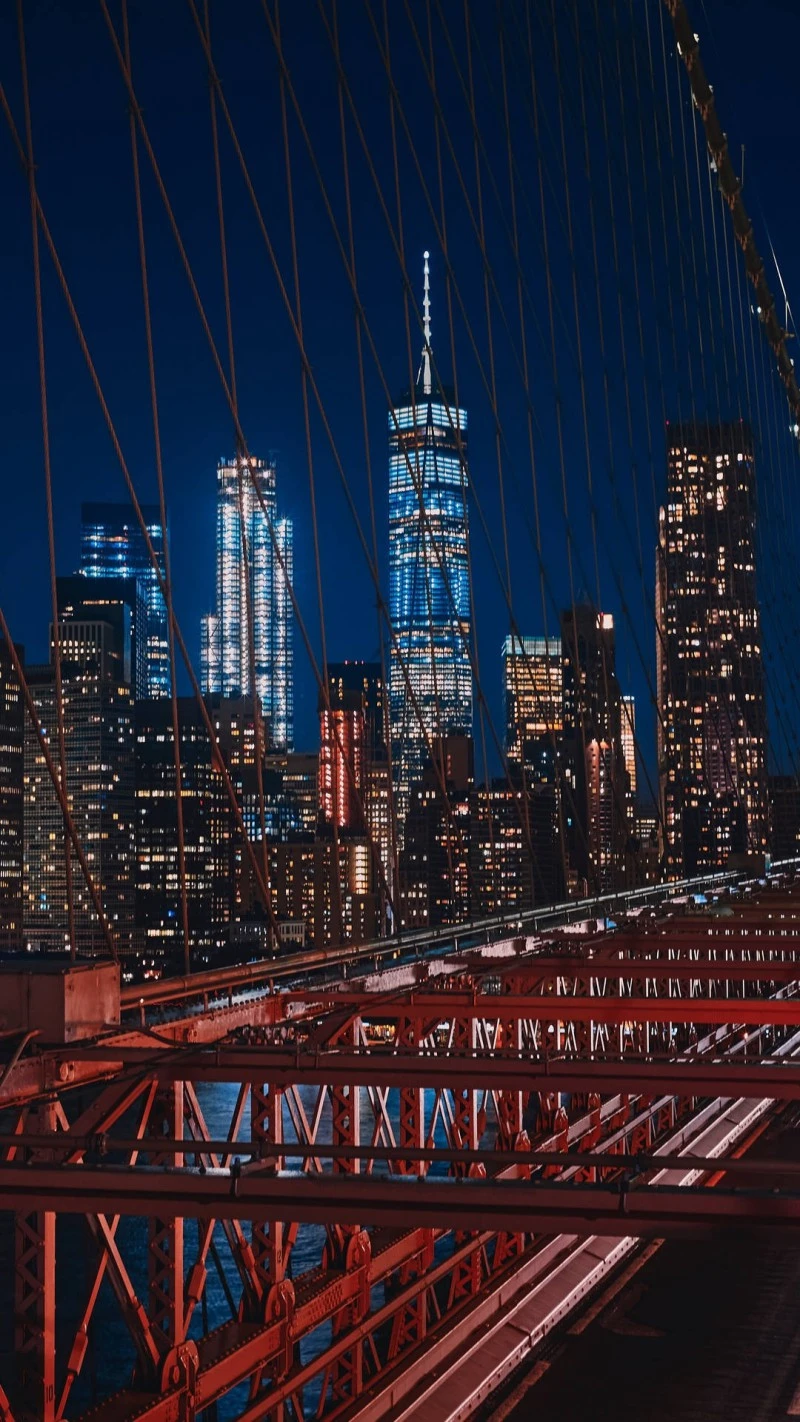 Manhattan Skyline from Brooklyn Bridge 4K Mobile Wallpaper
