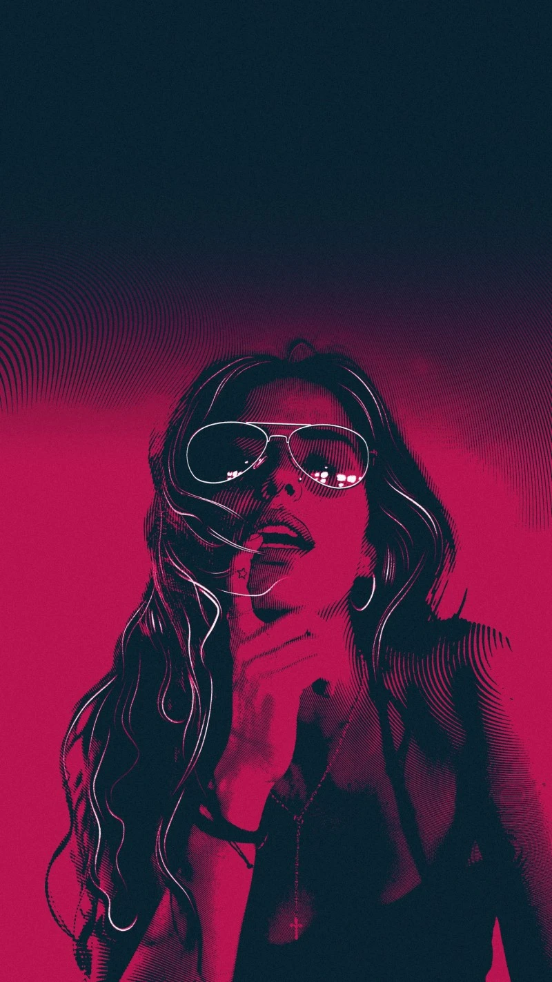 Stylish Woman in Sunglasses: A Retro Vibe 4K Mobile Wallpaper