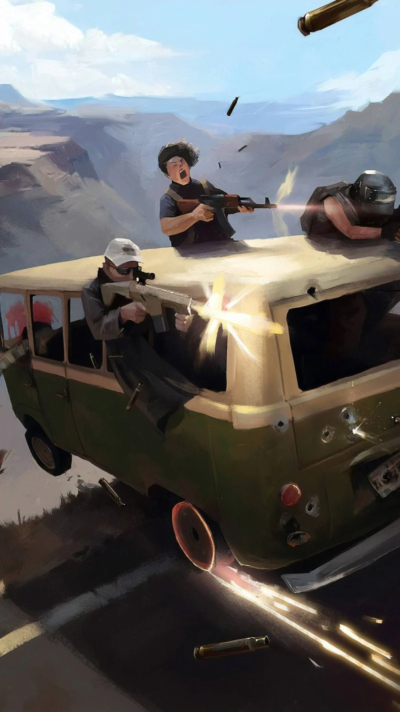 PUBG Mobile Van Chase 4K Mobile Wallpaper