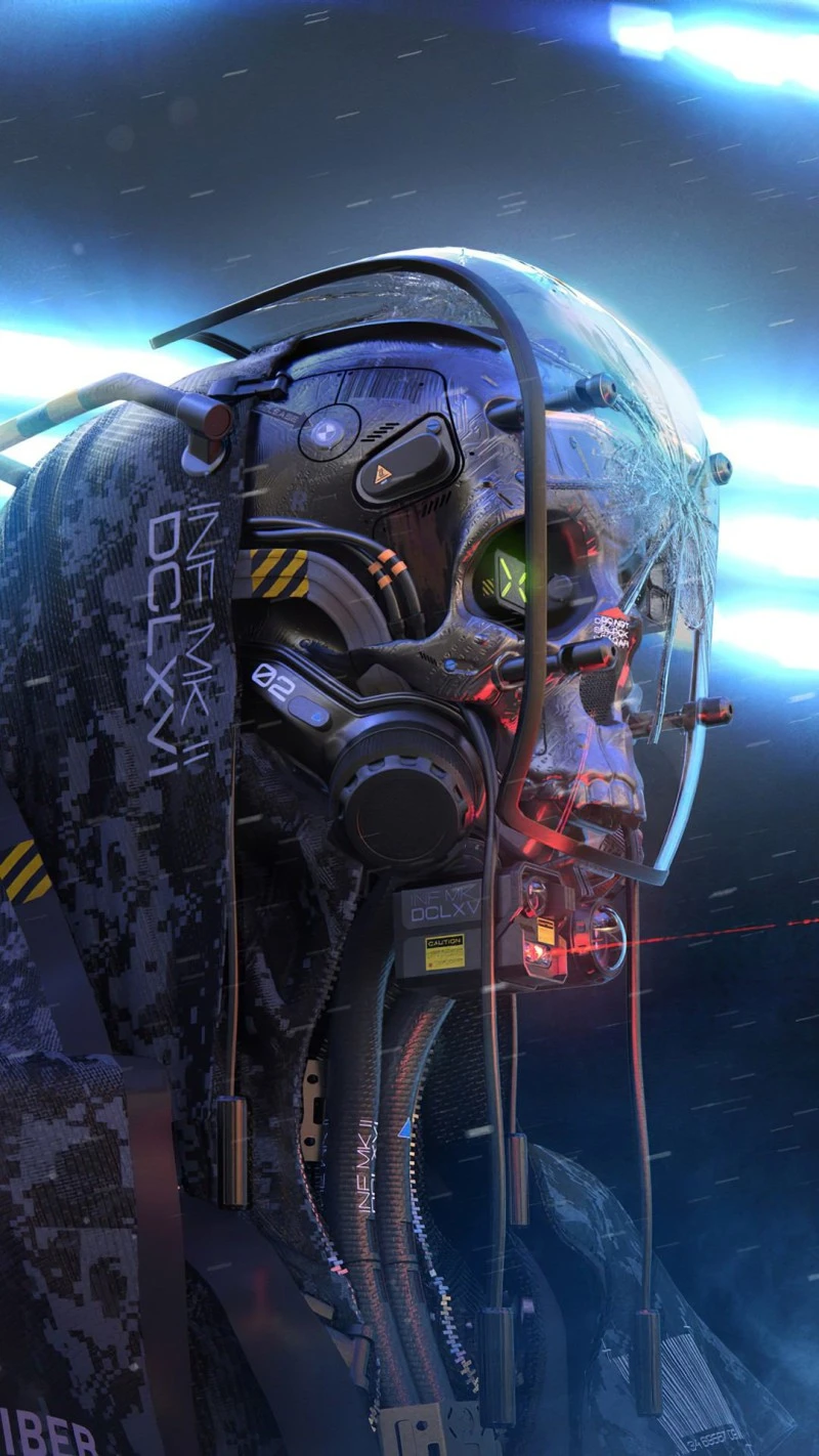 Cyberpunk Skull 4K Mobile Wallpaper