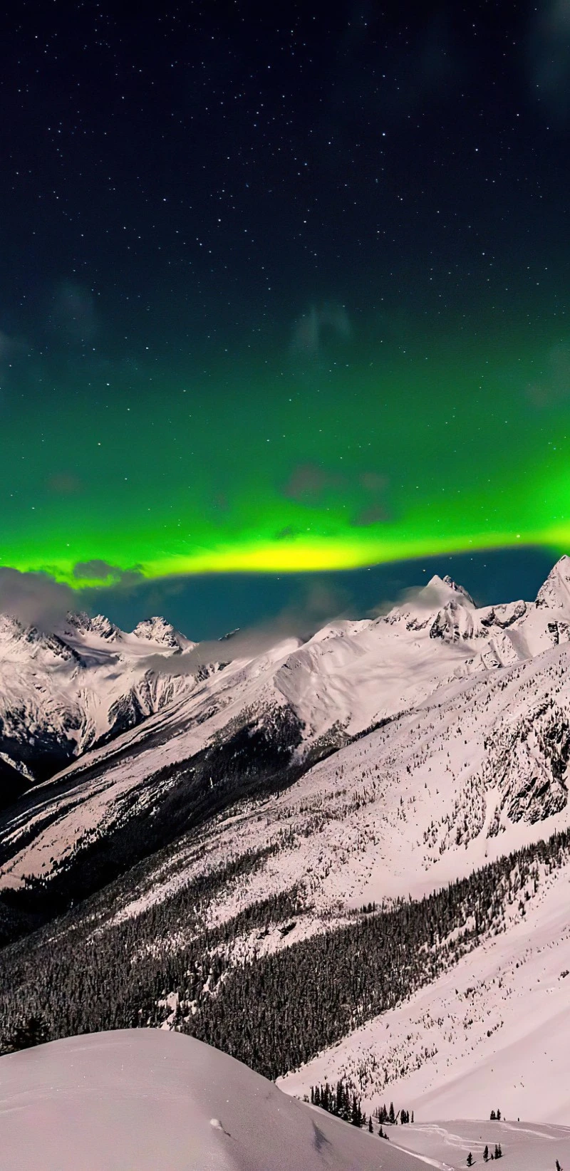 Aurora Borealis over Snowy Mountains 4K Mobile Wallpaper